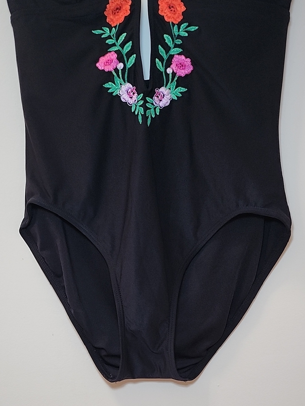 Kate Spade New York Marina Beach Halter Plunge One Piece Swimsuit black Sz Large - Picture 6 of 16